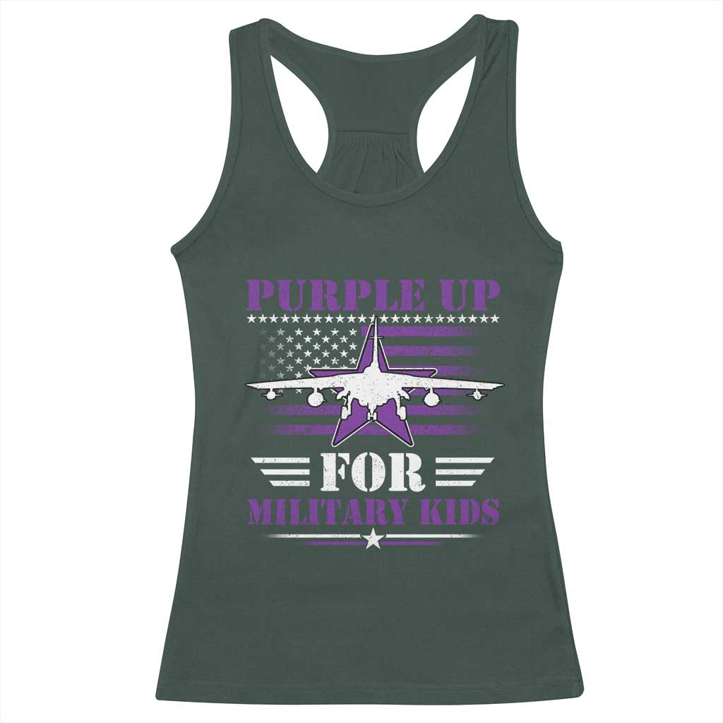 Purple Up For Military Kids Racerback Tank Top Vintage American Flag Fights