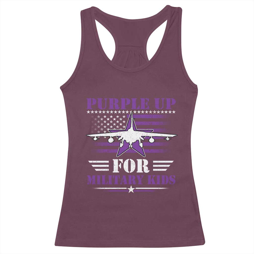 Purple Up For Military Kids Racerback Tank Top Vintage American Flag Fights