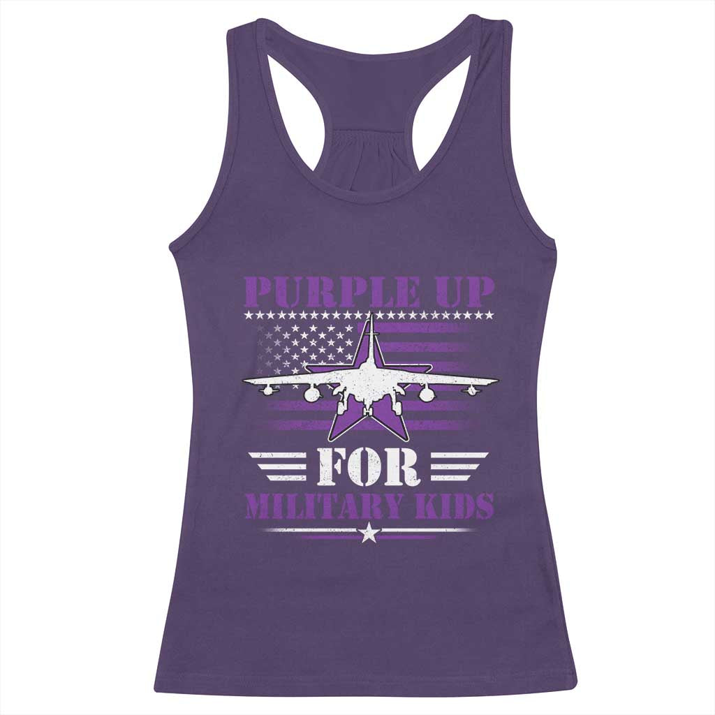 Purple Up For Military Kids Racerback Tank Top Vintage American Flag Fights