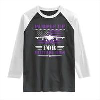Purple Up For Military Kids Raglan Shirt Vintage American Flag Fights