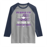 Purple Up For Military Kids Raglan Shirt Vintage American Flag Fights