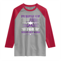 Purple Up For Military Kids Raglan Shirt Vintage American Flag Fights