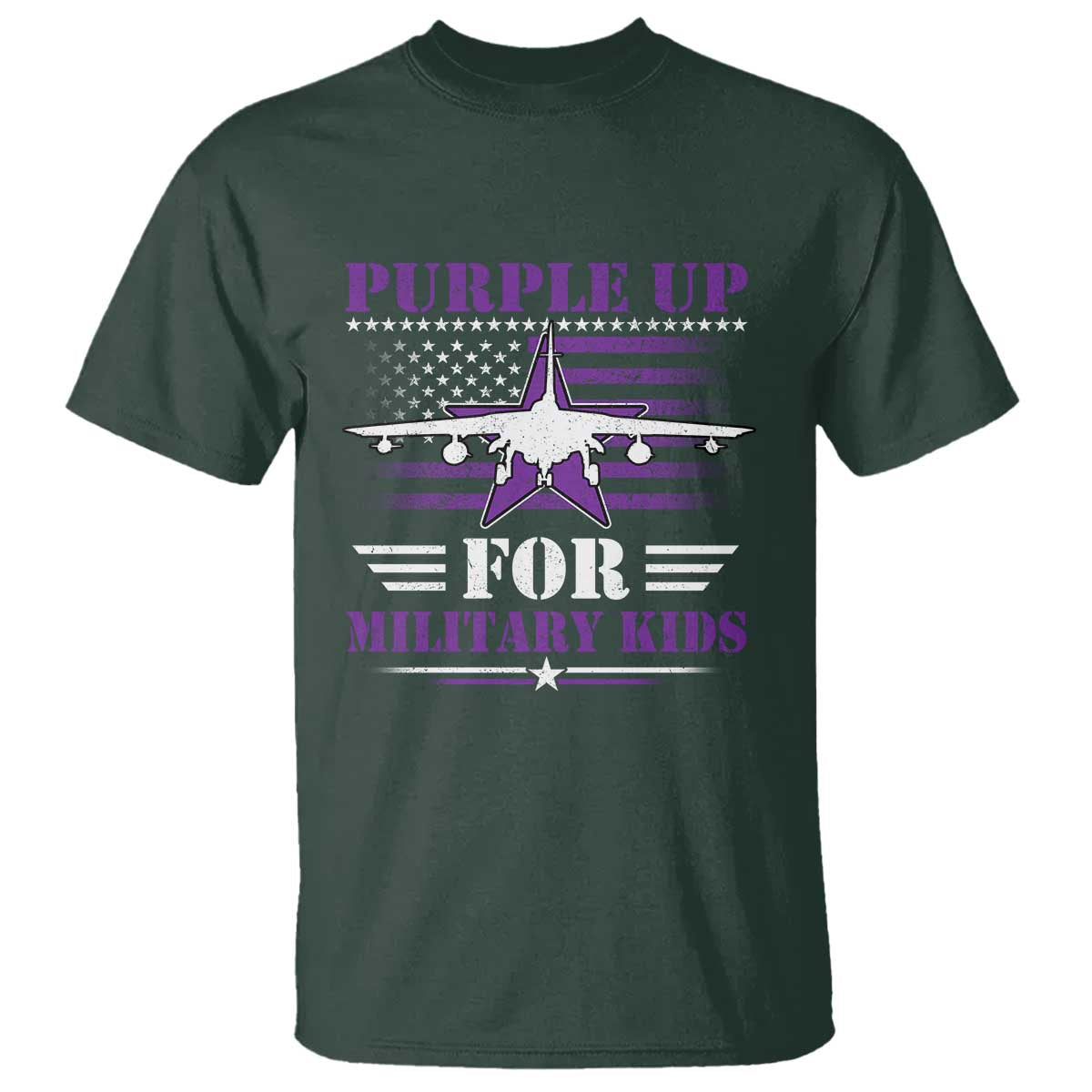 Purple Up For Military Kids T Shirt Vintage American Flag Fights