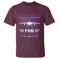 Purple Up For Military Kids T Shirt Vintage American Flag Fights