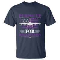 Purple Up For Military Kids T Shirt Vintage American Flag Fights