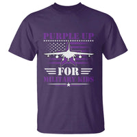 Purple Up For Military Kids T Shirt Vintage American Flag Fights