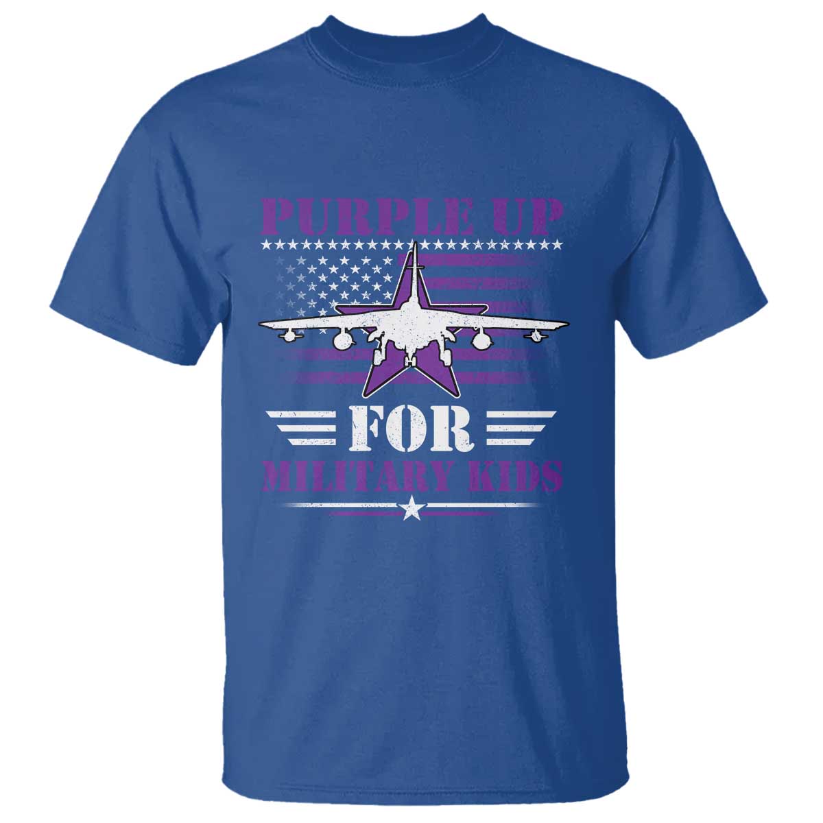 Purple Up For Military Kids T Shirt Vintage American Flag Fights
