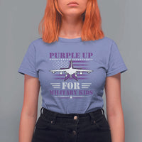 Purple Up For Military Kids T Shirt For Women Vintage American Flag Fights