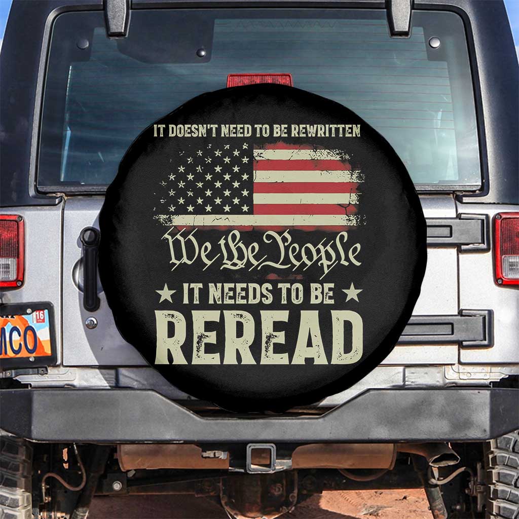 It Doesn't Need To Be Rewritten It Needs To Be Reread Spare Tire Cover We The People Vintage Flag