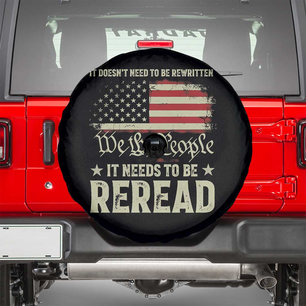 It Doesn't Need To Be Rewritten It Needs To Be Reread Spare Tire Cover We The People Vintage Flag