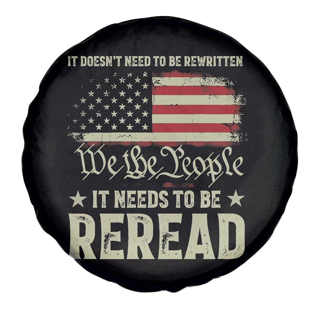 It Doesn't Need To Be Rewritten It Needs To Be Reread Spare Tire Cover We The People Vintage Flag