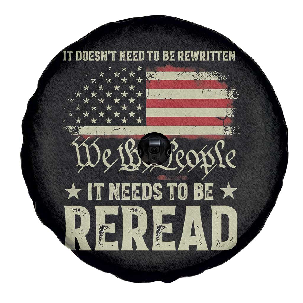 It Doesn't Need To Be Rewritten It Needs To Be Reread Spare Tire Cover We The People Vintage Flag
