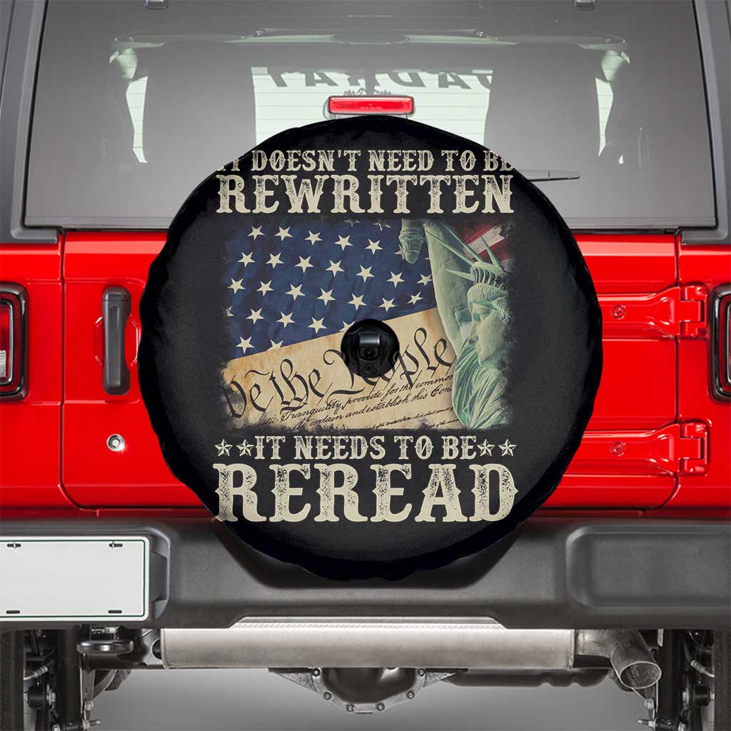 It Doesn't Need To Be Rewritten It Needs To Be Reread Spare Tire Cover We The People Vintage American Flag