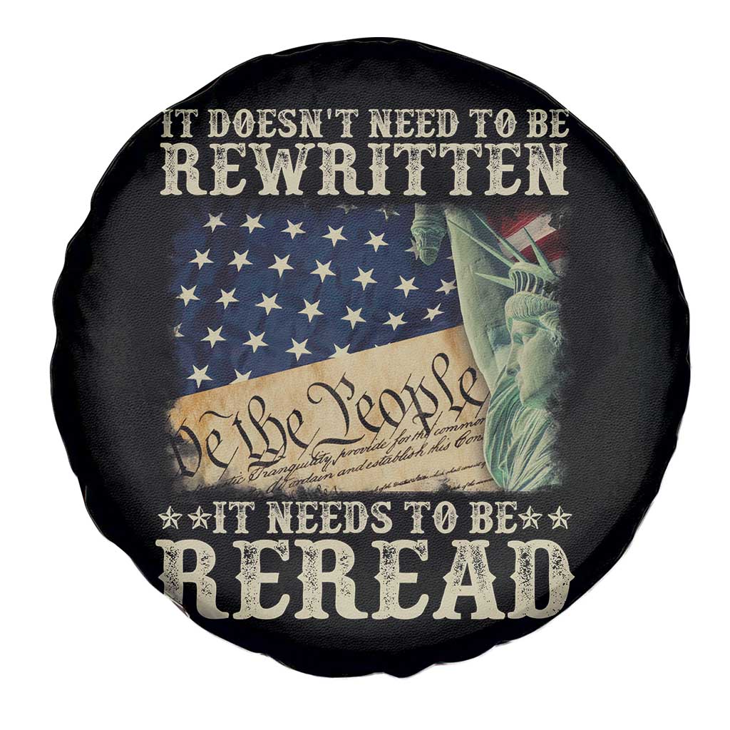 It Doesn't Need To Be Rewritten It Needs To Be Reread Spare Tire Cover We The People Vintage American Flag