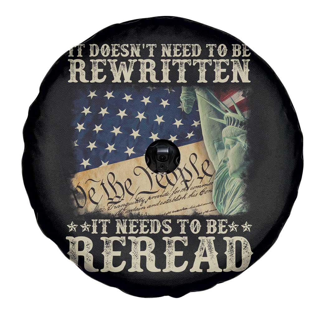 It Doesn't Need To Be Rewritten It Needs To Be Reread Spare Tire Cover We The People Vintage American Flag