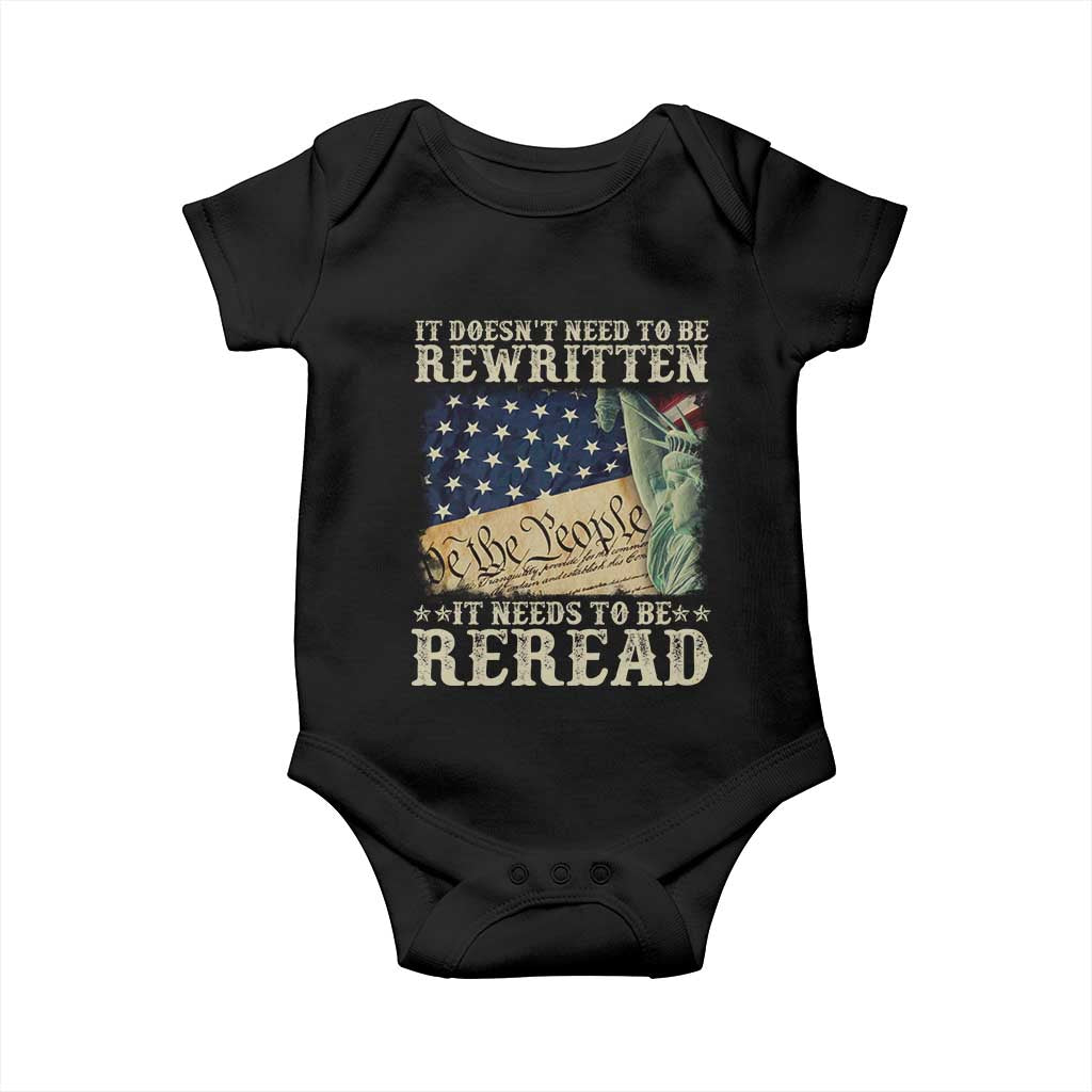 It Doesn't Need To Be Rewritten It Needs To Be Reread Baby Onesie We The People Vintage American Flag