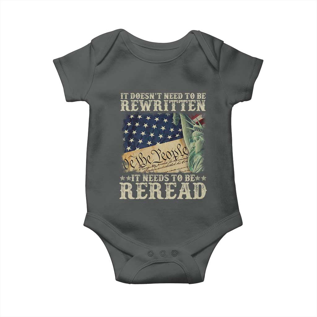 It Doesn't Need To Be Rewritten It Needs To Be Reread Baby Onesie We The People Vintage American Flag