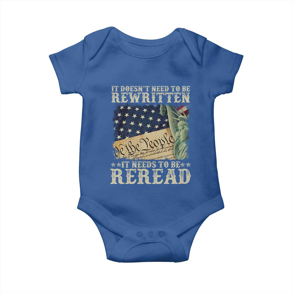 It Doesn't Need To Be Rewritten It Needs To Be Reread Baby Onesie We The People Vintage American Flag