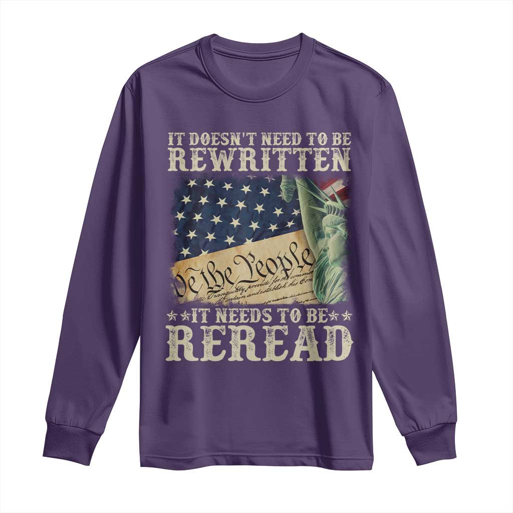 It Doesn't Need To Be Rewritten It Needs To Be Reread Long Sleeve Shirt We The People Vintage American Flag
