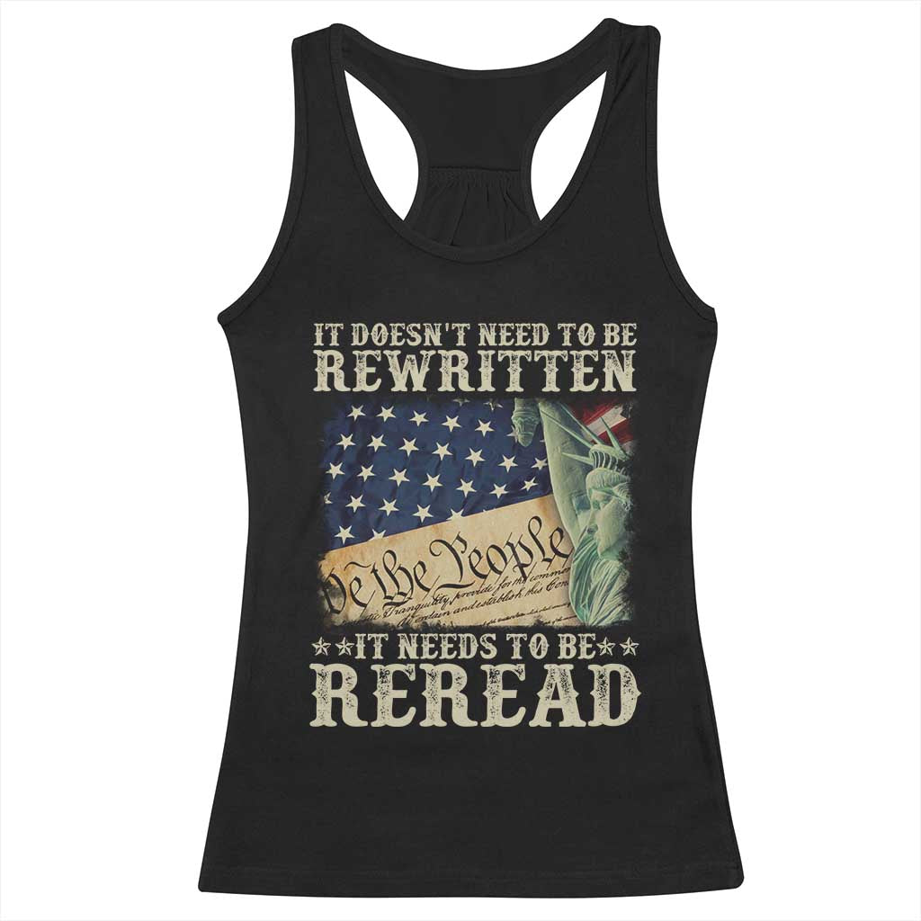 It Doesn't Need To Be Rewritten It Needs To Be Reread Racerback Tank Top We The People Vintage American Flag