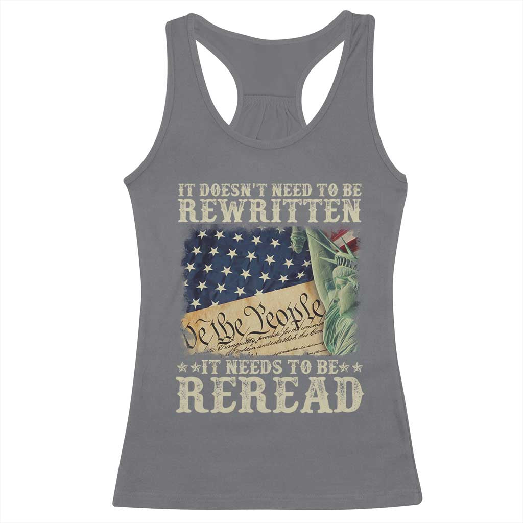 It Doesn't Need To Be Rewritten It Needs To Be Reread Racerback Tank Top We The People Vintage American Flag