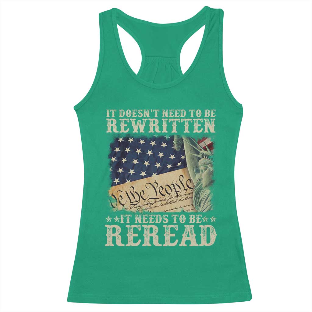 It Doesn't Need To Be Rewritten It Needs To Be Reread Racerback Tank Top We The People Vintage American Flag