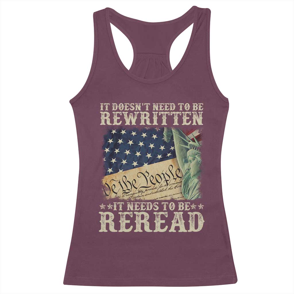 It Doesn't Need To Be Rewritten It Needs To Be Reread Racerback Tank Top We The People Vintage American Flag