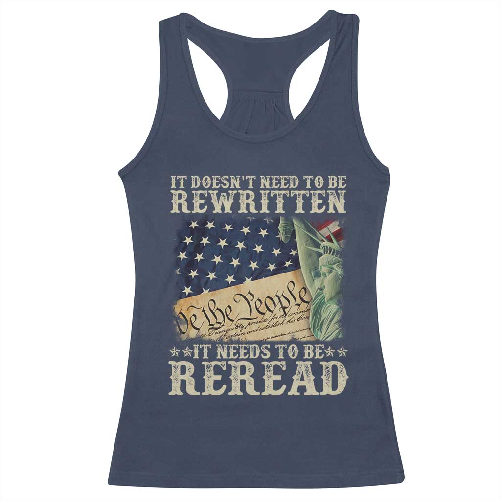 It Doesn't Need To Be Rewritten It Needs To Be Reread Racerback Tank Top We The People Vintage American Flag