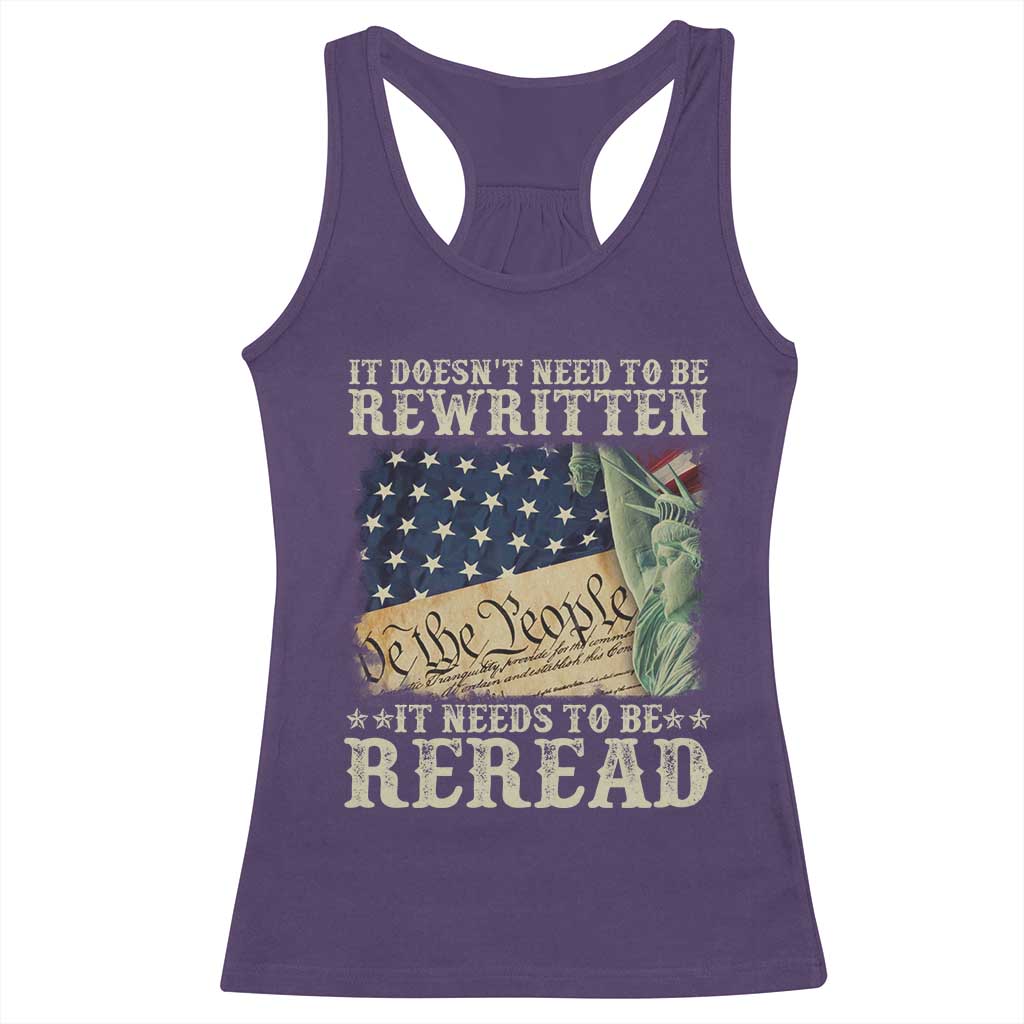 It Doesn't Need To Be Rewritten It Needs To Be Reread Racerback Tank Top We The People Vintage American Flag