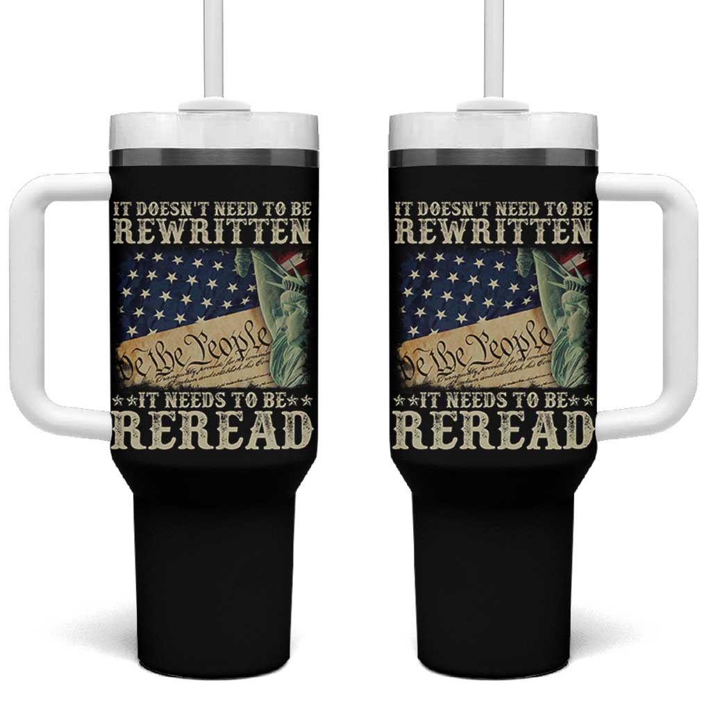 It Doesn't Need To Be Rewritten It Needs To Be Reread Tumbler With Handle We The People Vintage American Flag