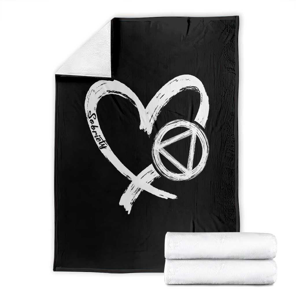 Sobriety Heart Sober Anniversary Alcoholic Abstinence Throw Blanket