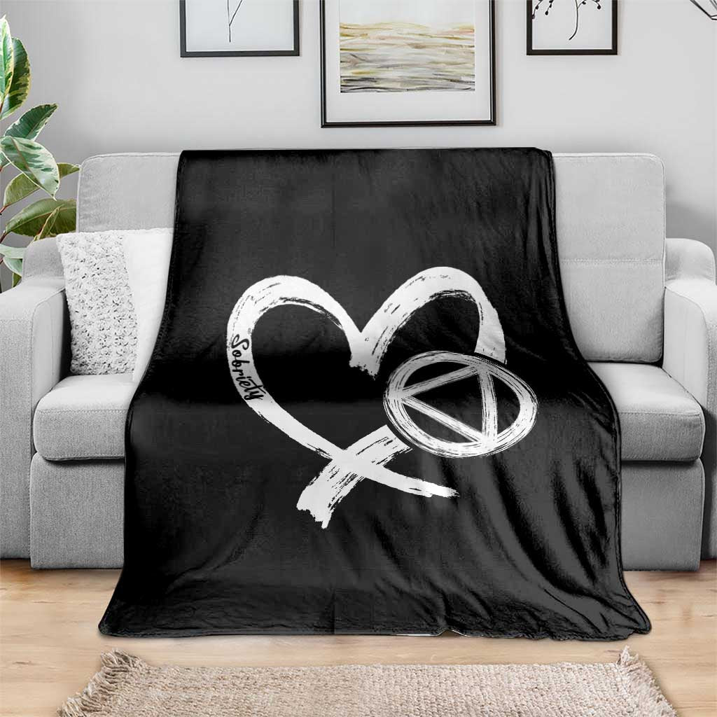 Sobriety Heart Sober Anniversary Alcoholic Abstinence Throw Blanket