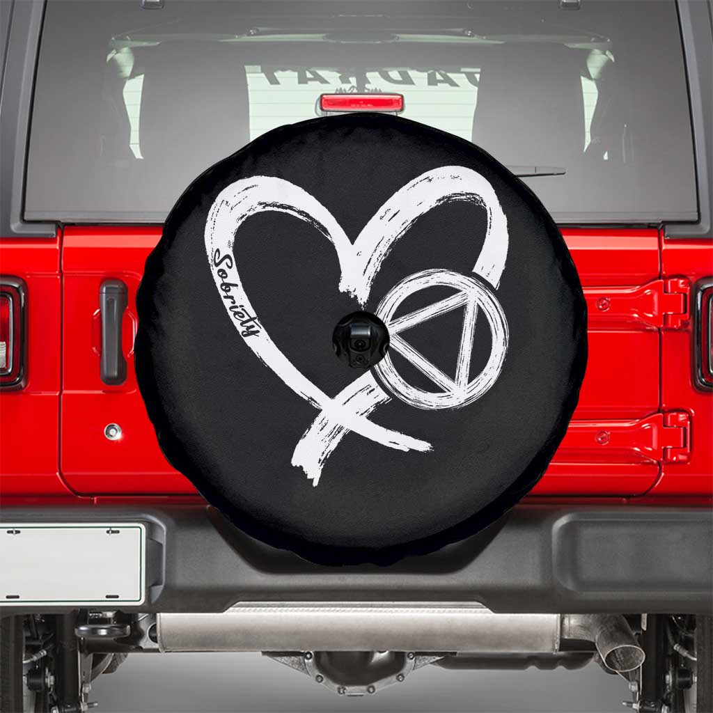 Sobriety Heart Sober Anniversary Alcoholic Abstinence Spare Tire Cover