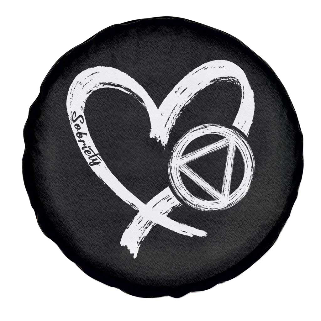 Sobriety Heart Sober Anniversary Alcoholic Abstinence Spare Tire Cover