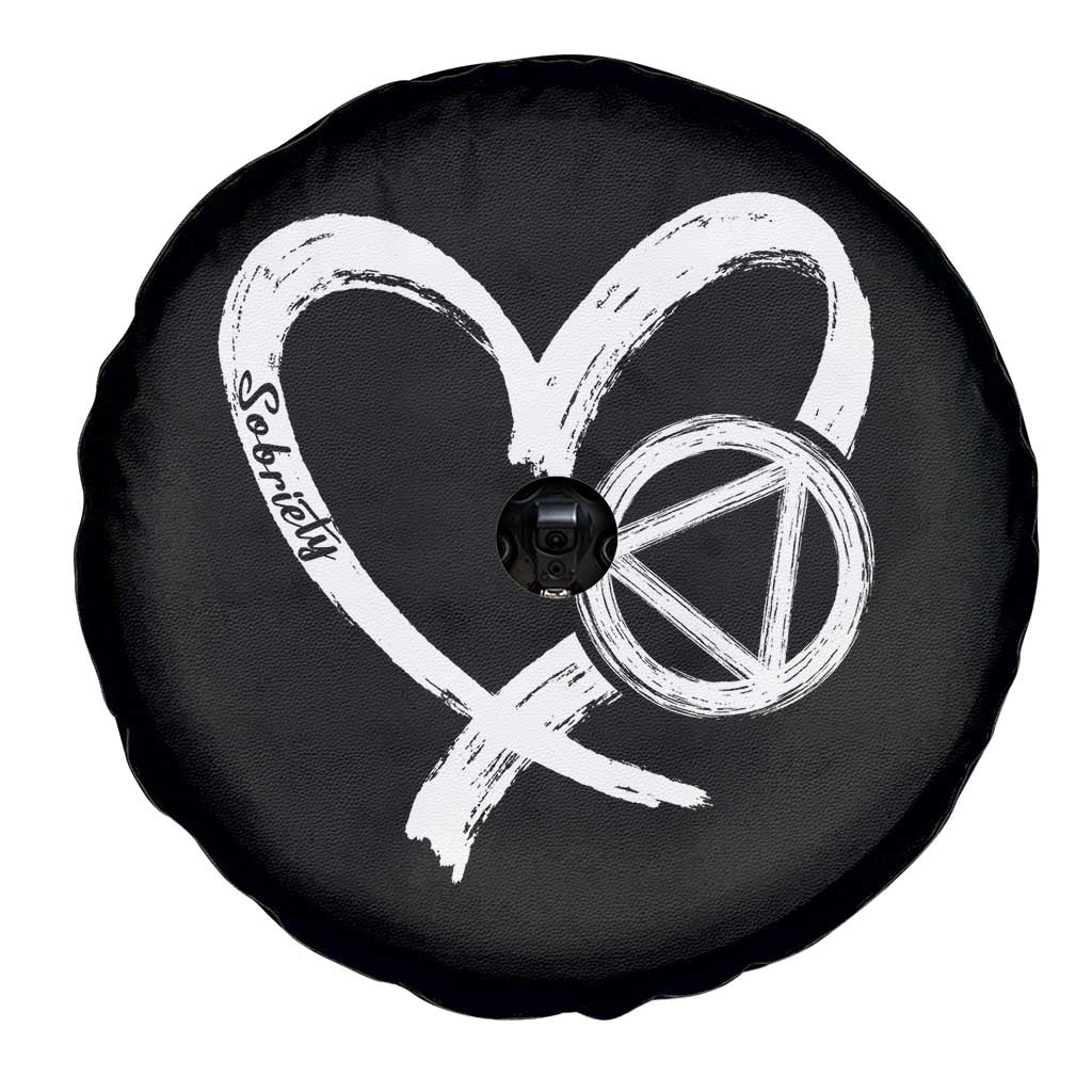 Sobriety Heart Sober Anniversary Alcoholic Abstinence Spare Tire Cover