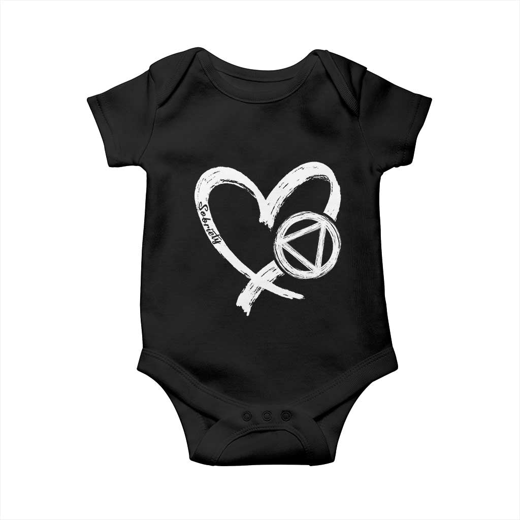 Sobriety Heart Sober Anniversary Alcoholic Abstinence Baby Onesie