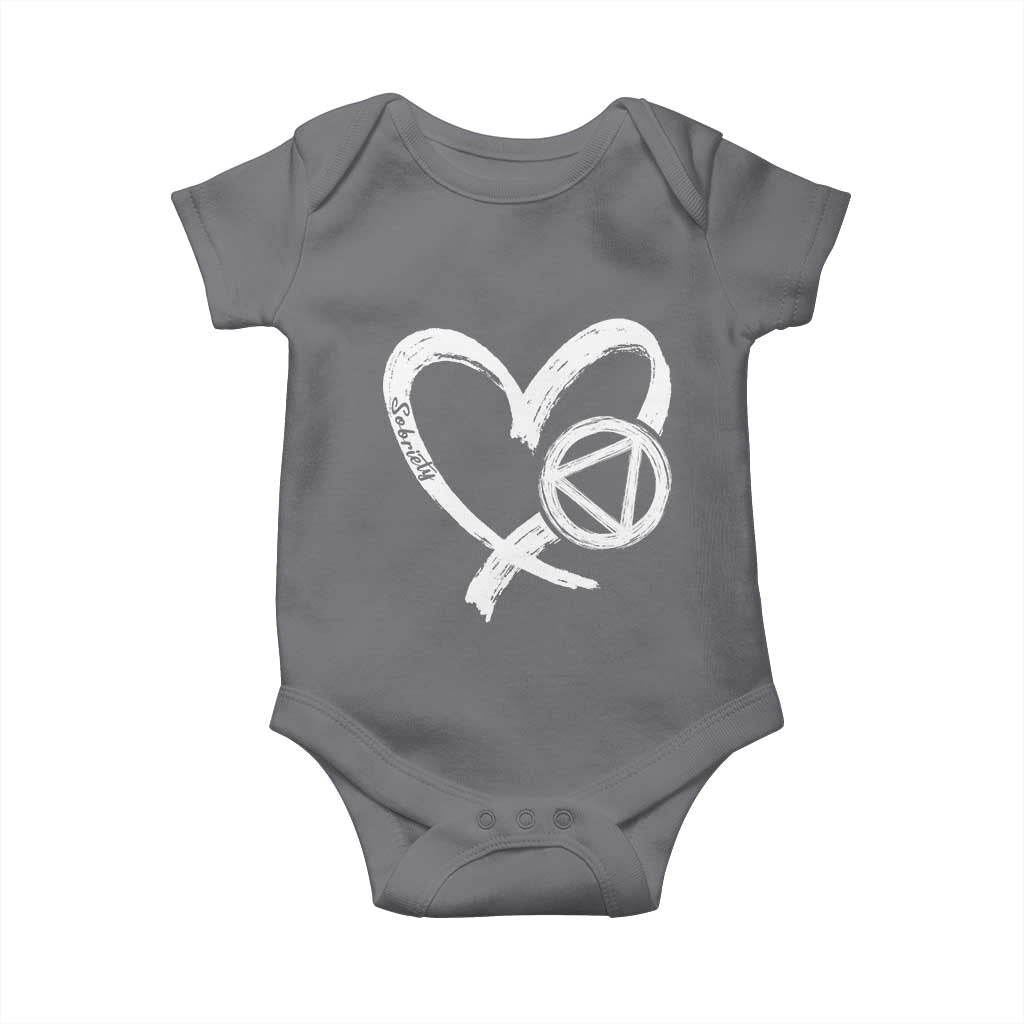 Sobriety Heart Sober Anniversary Alcoholic Abstinence Baby Onesie