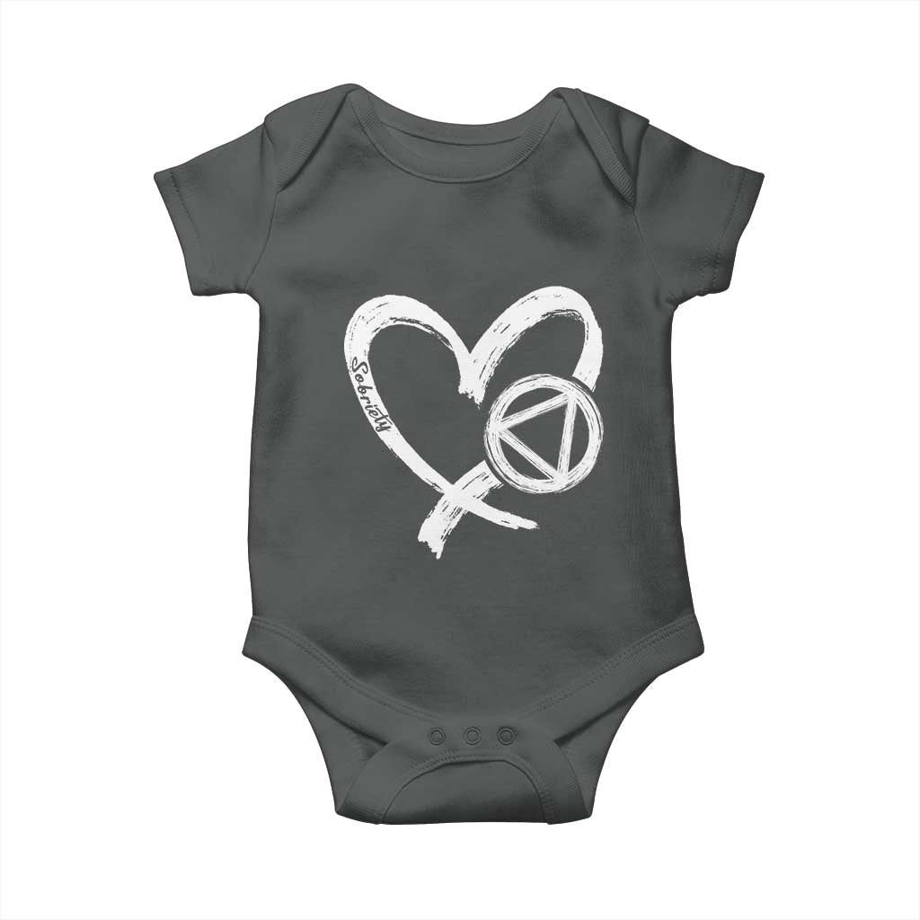Sobriety Heart Sober Anniversary Alcoholic Abstinence Baby Onesie