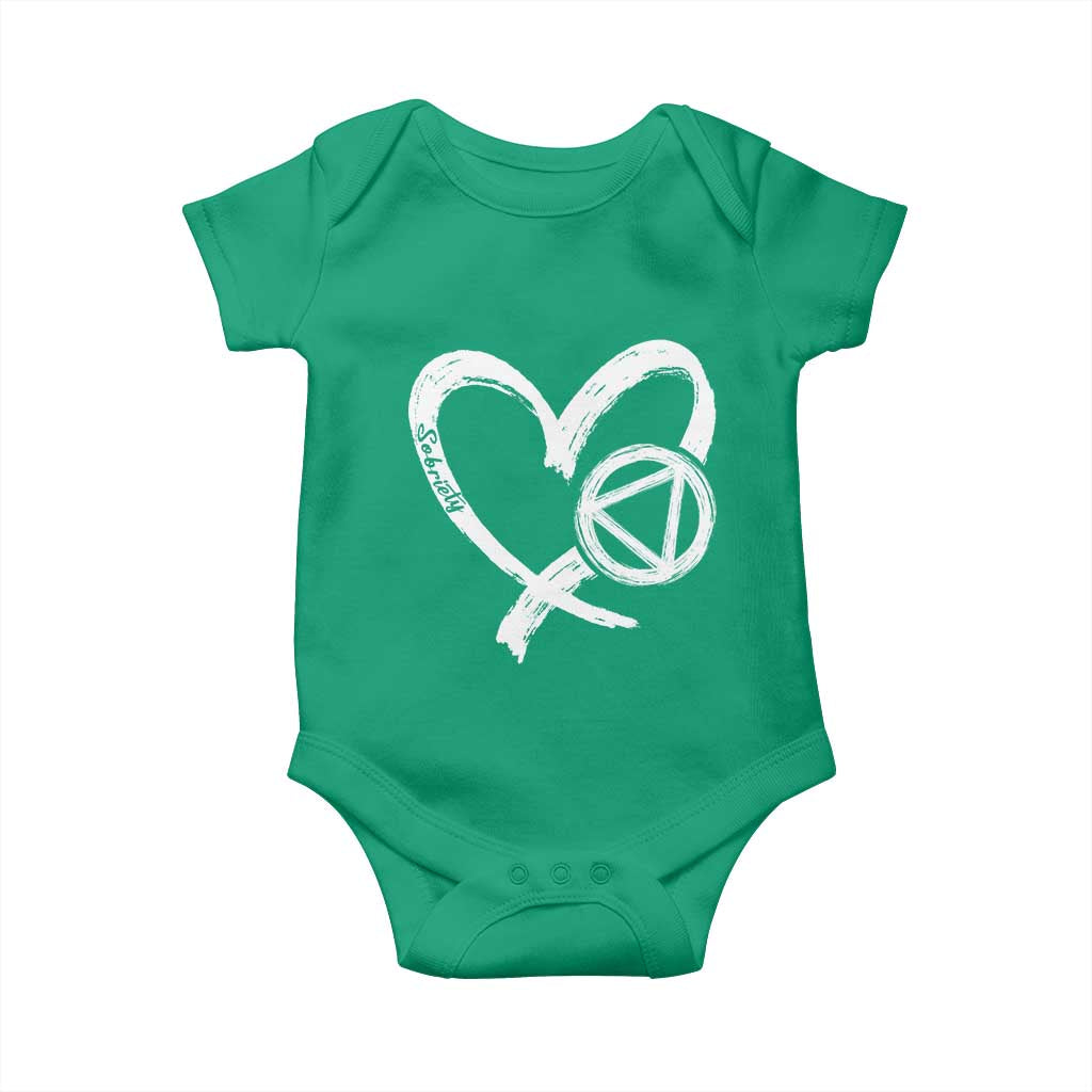 Sobriety Heart Sober Anniversary Alcoholic Abstinence Baby Onesie