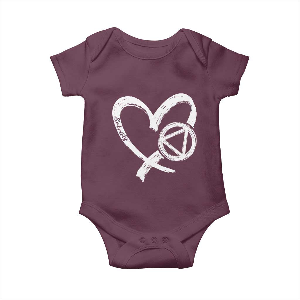 Sobriety Heart Sober Anniversary Alcoholic Abstinence Baby Onesie