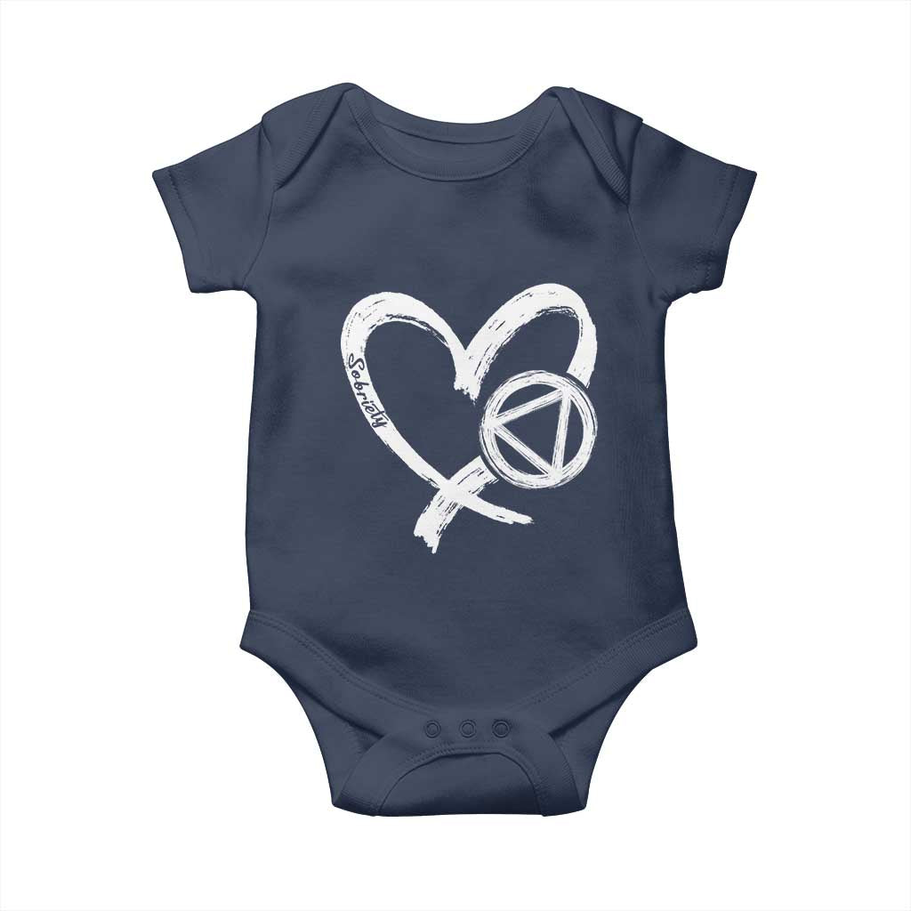 Sobriety Heart Sober Anniversary Alcoholic Abstinence Baby Onesie