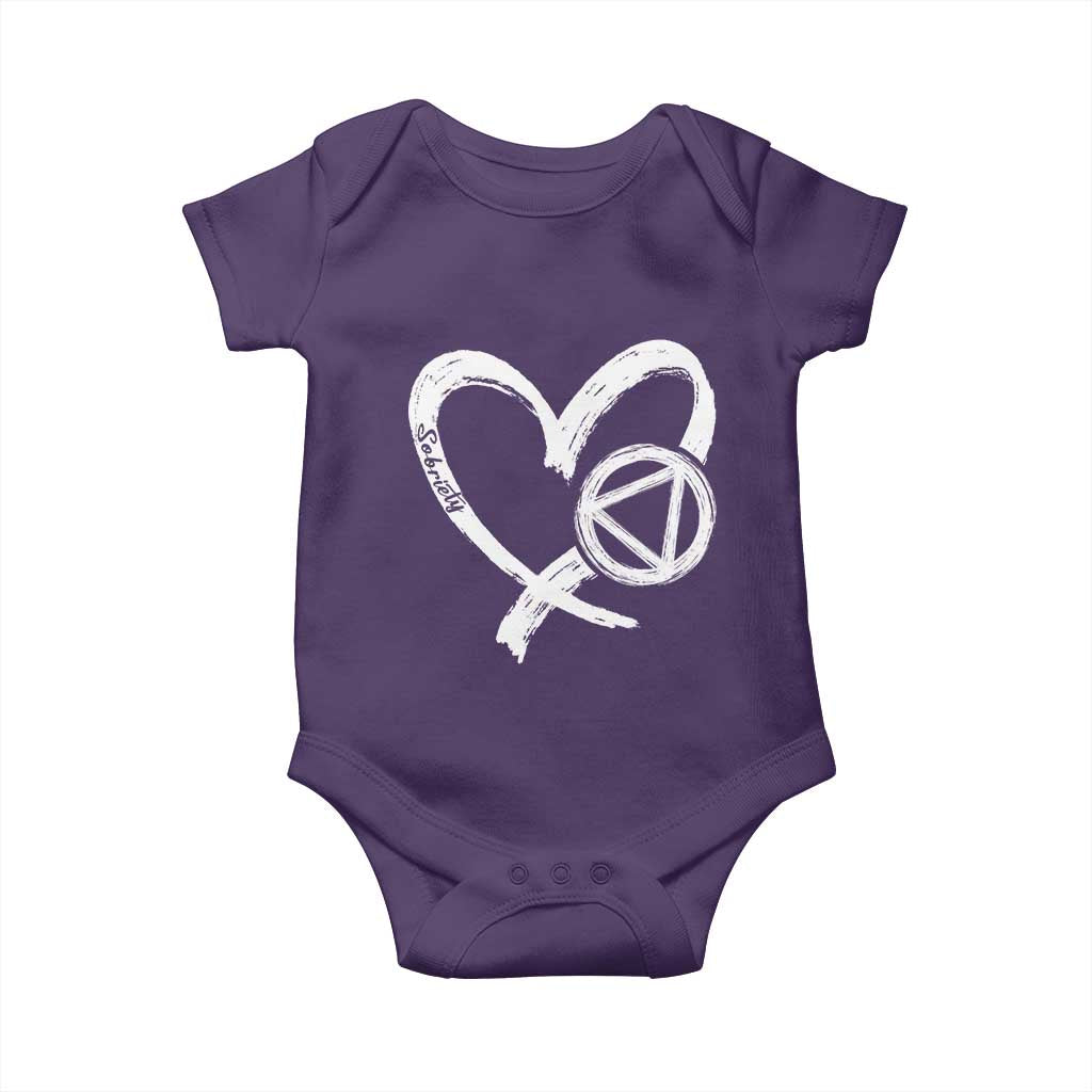 Sobriety Heart Sober Anniversary Alcoholic Abstinence Baby Onesie