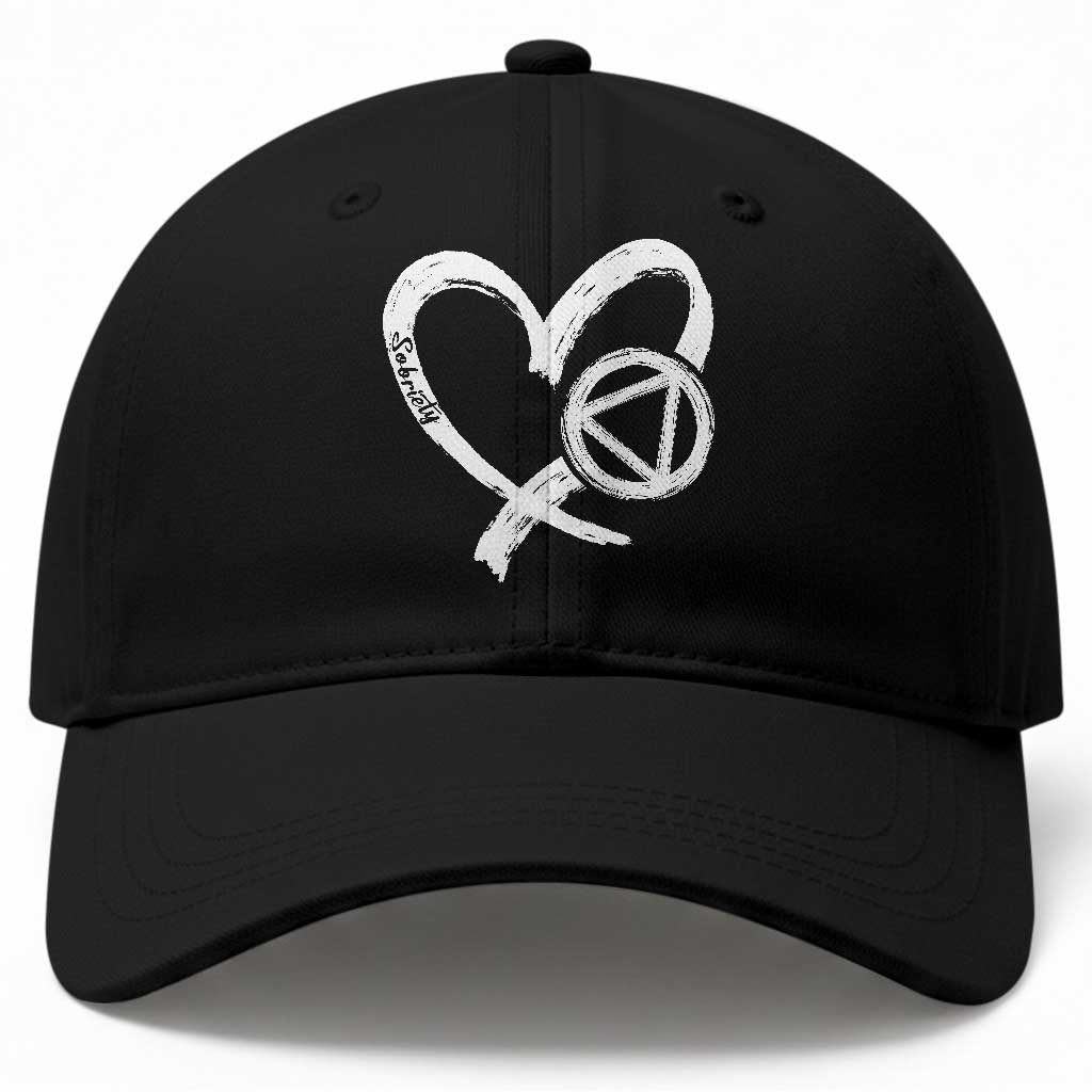 Sobriety Heart Sober Anniversary Alcoholic Abstinence Baseball Cap