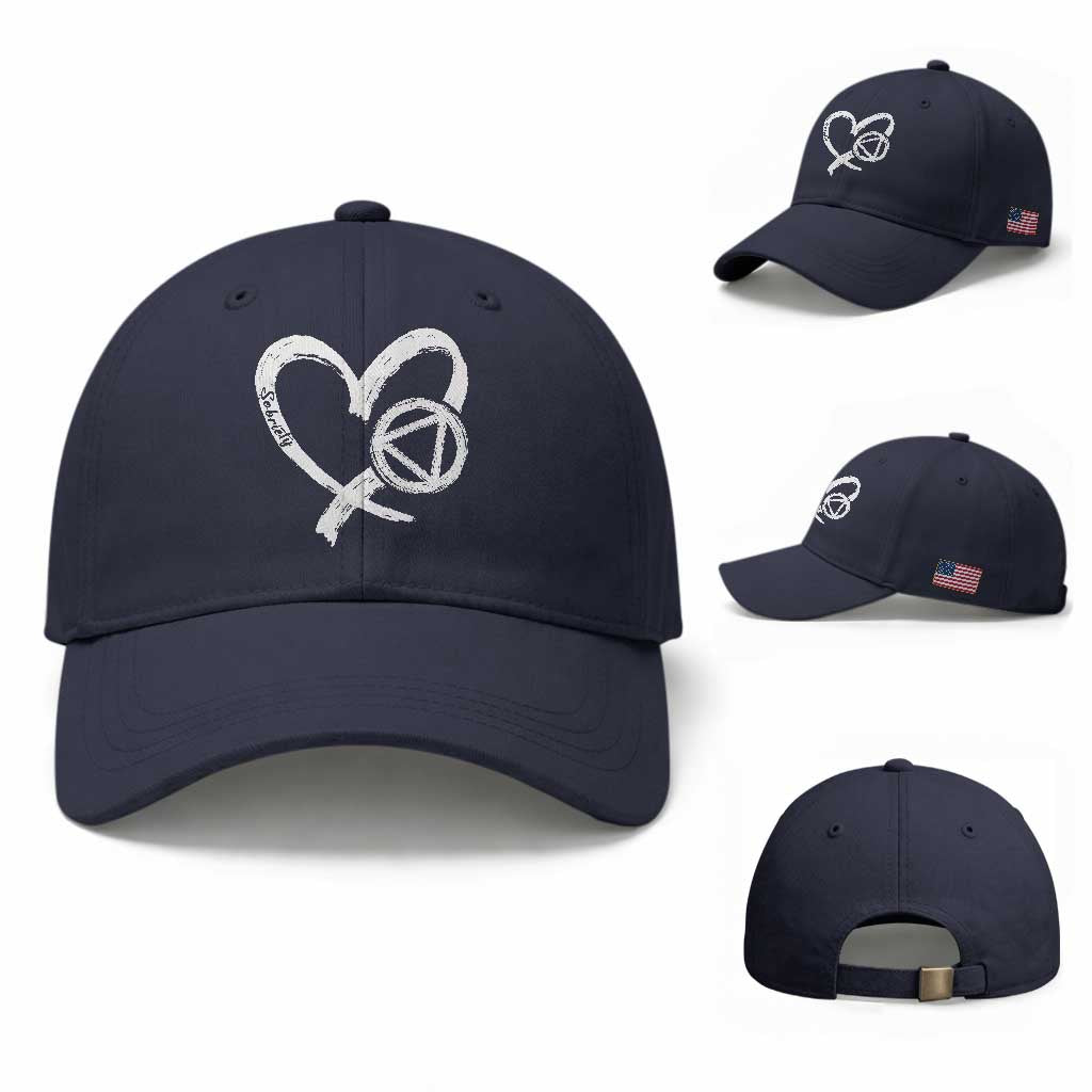 Sobriety Heart Sober Anniversary Alcoholic Abstinence Baseball Cap