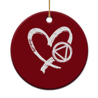 Sobriety Heart Sober Anniversary Alcoholic Abstinence Ceramic Ornament