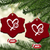 Sobriety Heart Sober Anniversary Alcoholic Abstinence Ceramic Ornament