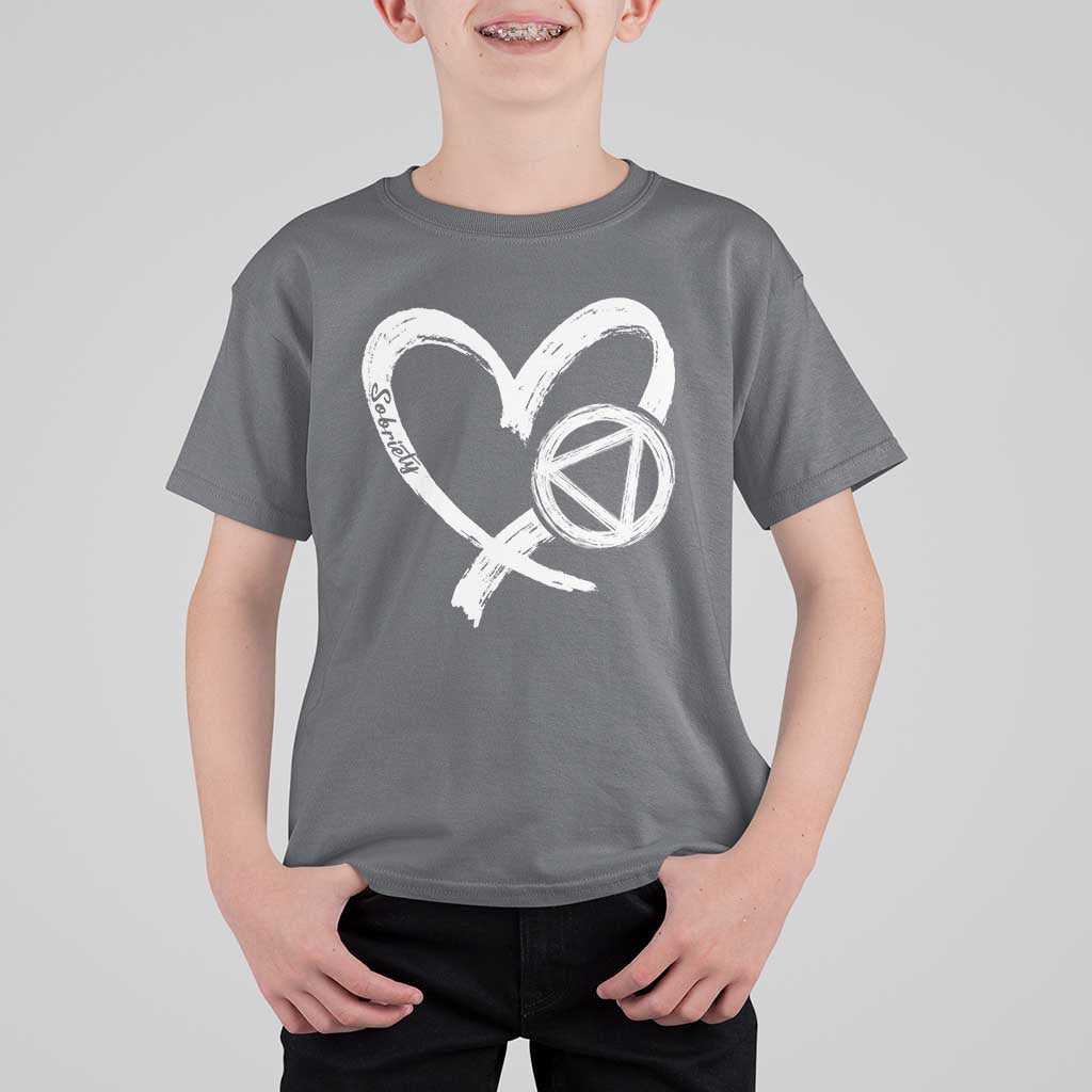 Sobriety Heart Sober Anniversary Alcoholic Abstinence T Shirt For Kid