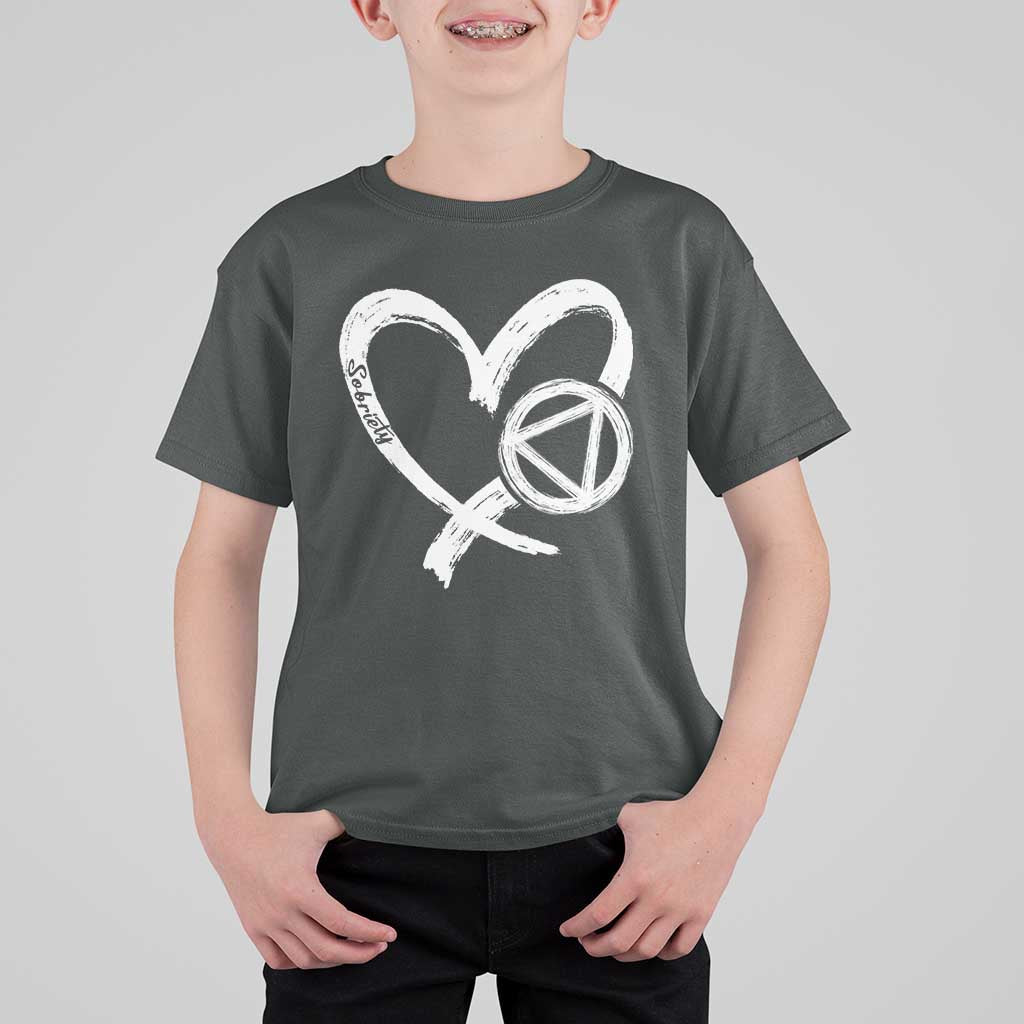 Sobriety Heart Sober Anniversary Alcoholic Abstinence T Shirt For Kid