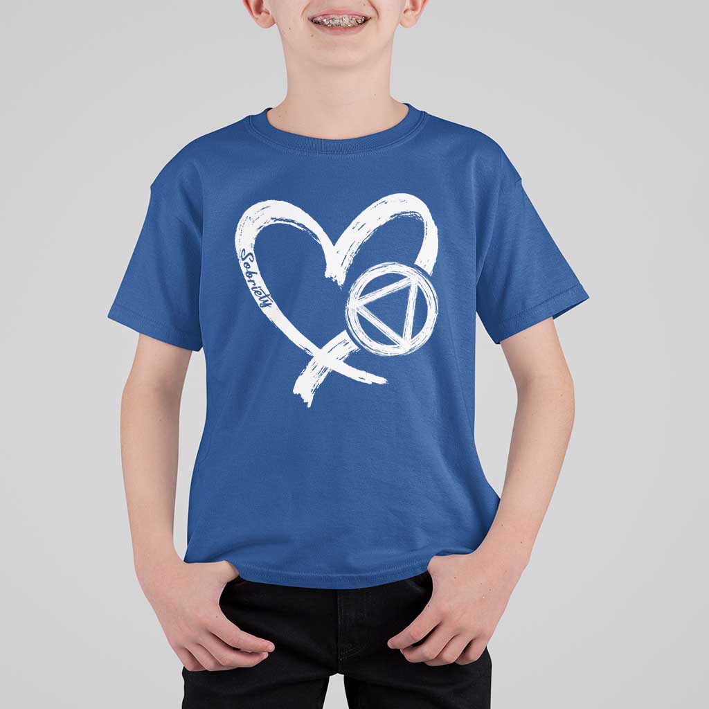 Sobriety Heart Sober Anniversary Alcoholic Abstinence T Shirt For Kid