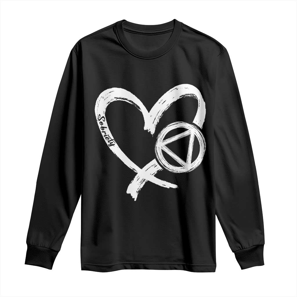 Sobriety Heart Sober Anniversary Alcoholic Abstinence Long Sleeve Shirt